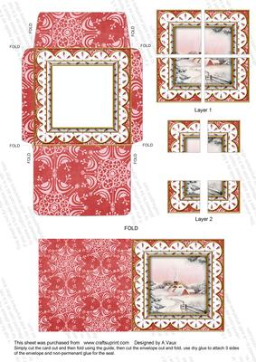 Pink Church Flake Mini Card Envelope Quad Stacker