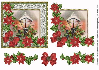 Lantern Green Poinsettia 3D Decoupage Step by Step