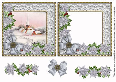 Pink Church Ice Poinsettia Reverse Decoupage Step by Step