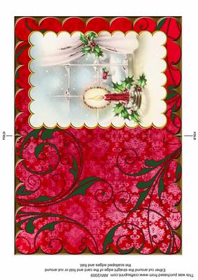 Christmas Candle Window 1 Scallop Edge Card