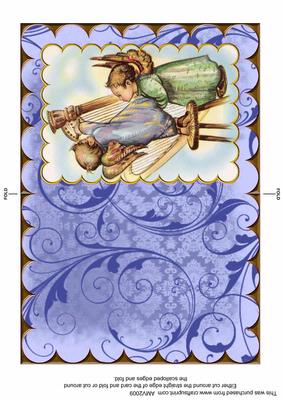 Christmas Harp Angels Scallop Edge Card
