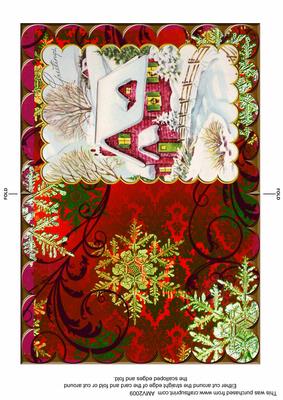 Pink Christmas House Scallop Edge Card