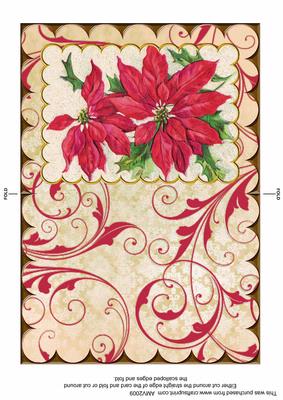 Beautiful Christmas Poinsettia Scallop Edge Card