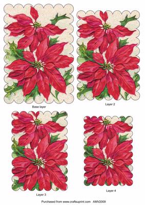 Beautiful Christmas Poinsettia Scallop Edge Pyramid Toppers