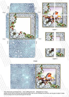 Blue Robin Poinsettia Mini Card Envelope Quad Stacker Aio
