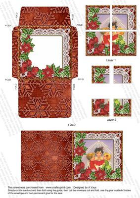 Carol Singers Poinsettia Mini Card Envelope Quad Stacker Aio
