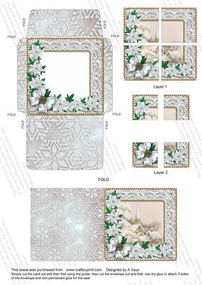 Ice Church Green Poinsettia Card Envelope Quad Stacker Aio