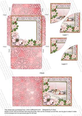 Pink Church Poinsettia Card Envelope Duo Stacker Aio