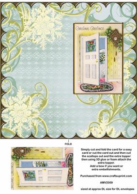 Christmas Open Door to All Scallop Edge Dl Card