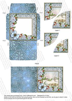 Pretty Snowscene Blue Mini Card Envelope Duo Stacker Aio