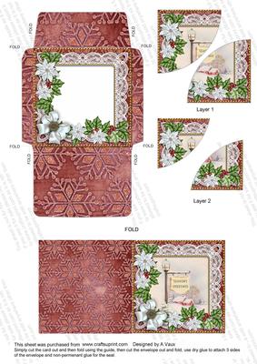 Pub Sign Poinsettia Mini Card Envelope Duo Stacker Aio