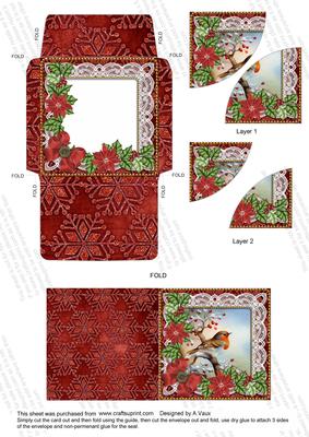 Red Robin Poinsettia Mini Card Envelope Duo Stacker Aio