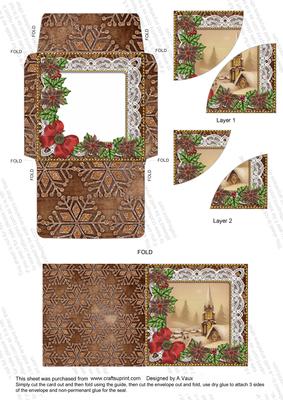 Snow Steeple Poinsettia Mini Card Envelope Duo Stacker Aio