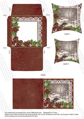 Winter Walk 2 Poinsettia Card Envelope Pointy Stacker Aio