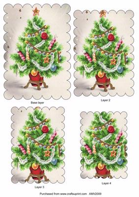 Jewelled Christmas Tree Scallop Edge Pyramid Toppers