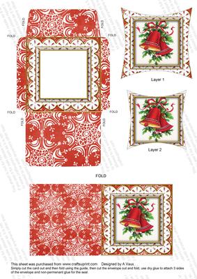 Christmas Bells Lace Card Envelope Pointy Stacker Aio