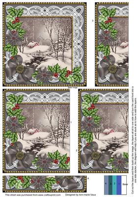Winter Walk Black Poinsettia 5in One Edge Side Stacker