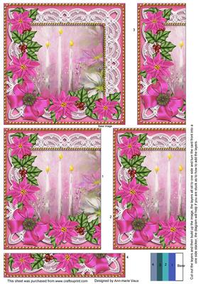 Pink Candles Poinsettia 5in One Side Stacker