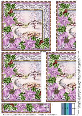 Pretty Snowscene Lilac Poinsettia 5in One Side Stacker