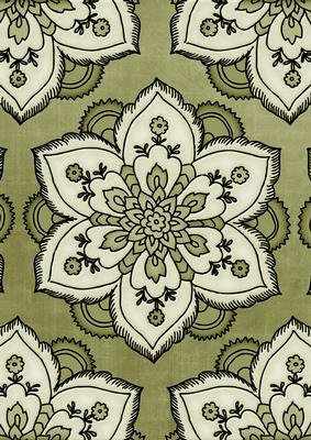 Olive Large Mosaic Flower Linen A4 Backing Paper