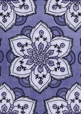 Blue Large Mosaic Flower Linen A4 Backing Paper