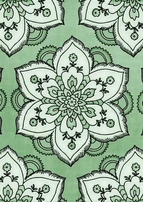 Mint Green Large Mosaic Flower Linen A4 Backing Paper