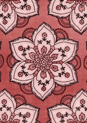 Red Large Mosaic Flower Linen A4 Backing Paper