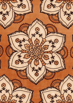 Burnt Orange Large Mosaic Flower Linen A4 Backing Paper