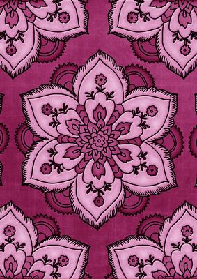 Cerise Large Mosaic Flower Linen A4 Backing Paper