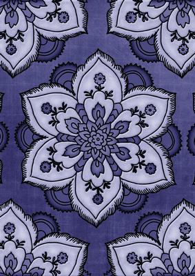 Dark Blue Large Mosaic Flower Linen A4 Backing Paper
