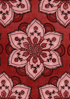Dark Red Large Mosaic Flower Linen A4 Backing Paper
