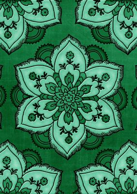 Dark Green Large Mosaic Flower Linen A4 Backing Paper