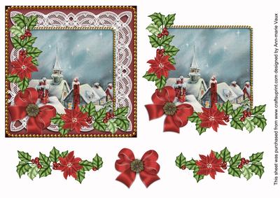 Rooftops Red Poinsettia 3D Decoupage Step by Step