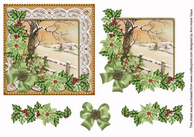 Winter Tale Green Poinsettia 3D Decoupage Step by Step