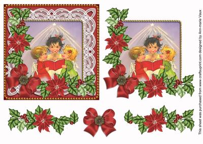 Carol Singers Red Poinsettia 3D Decoupage Step by Step