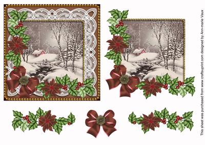 Winter Walk Bronze Poinsettia 3D Decoupage Step by Step