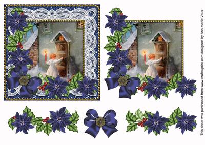 Choirboy Knocking Blue Glitter Poinsettia 3D Step by Step
