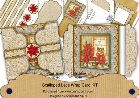 Best Wishes Gold Poinsettia 3D Scallop Wrap Card Kit