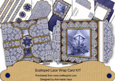 Blue Lantern Poinsettia 3D Scallop Wrap Card Kit