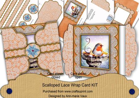 Blue Robin Blue Poinsettia 3D Scallop Wrap Card Kit