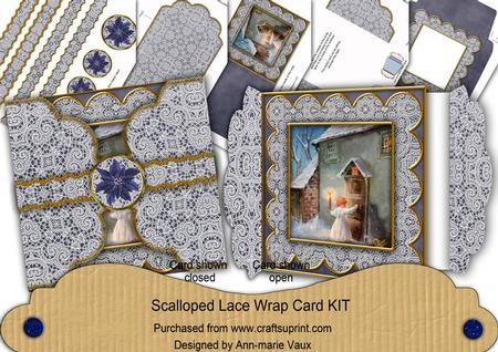 Choirboy Knocking Blue Poinsettia 3D Scallop Wrap Card Kit