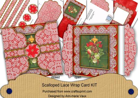 Door Knocker Red Poinsettia 3D Scallop Wrap Card Kit