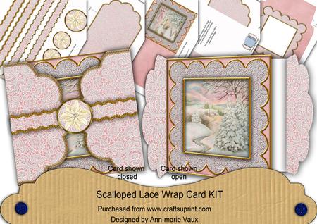 Snowscene Cream Poinsettia 3D Scallop Wrap Card Kit
