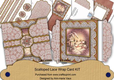Snowy Village Bronze Poinsettia 3D Scallop Wrap Card Kit