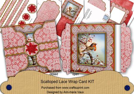 Red Robin Poinsettia 3D Scallop Wrap Card Kit