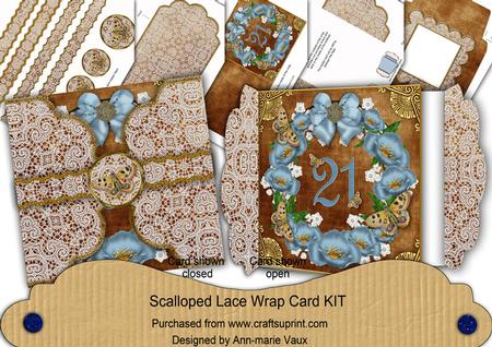 Chocolate Teal 21 Poppy 3D Scallop Wrap Card Kit