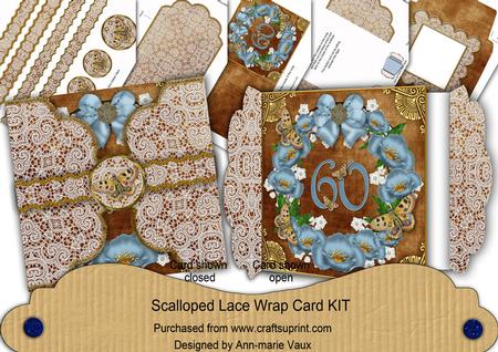 Chocolate Teal 60 Poppy 3D Scallop Wrap Card Kit