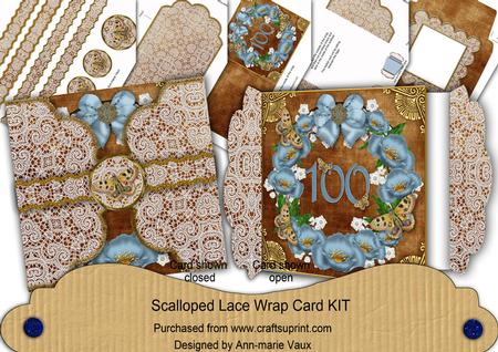 Chocolate Teal 100 Poppy 3D Scallop Wrap Card Kit