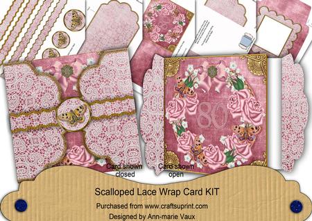 Pink 80 Roses 3D Scallop Wrap Card Kit