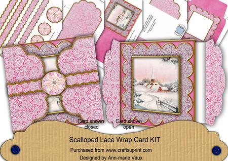Pink Church Pink Poinsettia 3D Scallop Wrap Card Kit